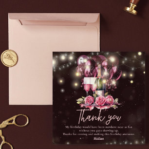 Luxury Wine Adult Birthday Thank You Card