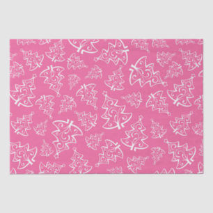 Luxury Winter Pink and White Christmas Trees Tissue Paper