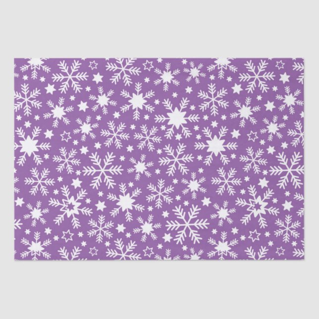 Luxury Winter Purple & White Christmas Snowflakes  Tissue Paper (Front)