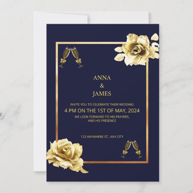 Luxury with a Golden Invitation Card and Design of (Front)