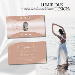 Luxury with Rose Gold Decor Jewels and Photo Business Card