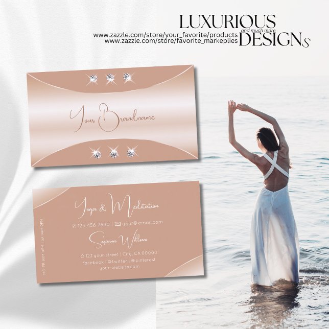 Luxury with Rose Gold Decor Sparkling Jewels Business Card (Creator Uploaded)