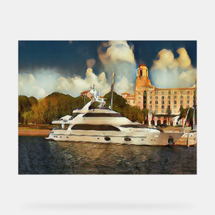 Luxury Yacht Wall Art Coastal Harbour Scene Acrylic Sign
