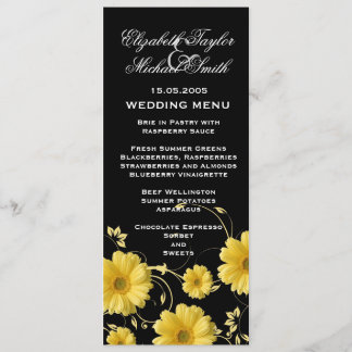 Luxury Yellow Gerbera Swirls Wedding Menu