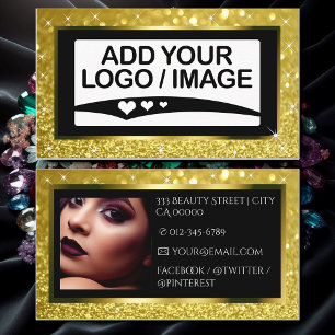 Luxury Yellow Gold Sparkle Logo Photo Template Business Card