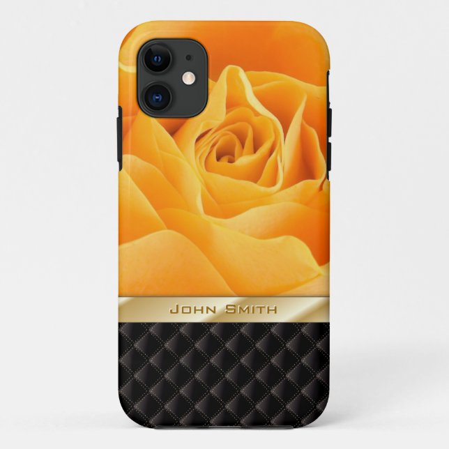 Luxury Yellow Rose w Custom Name iPhone 5 Case (Back)