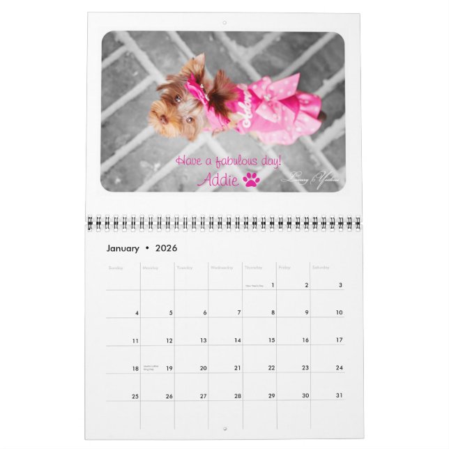 Luxury Yorkies 2014 Custom Printed Calendar (Jan 2026)