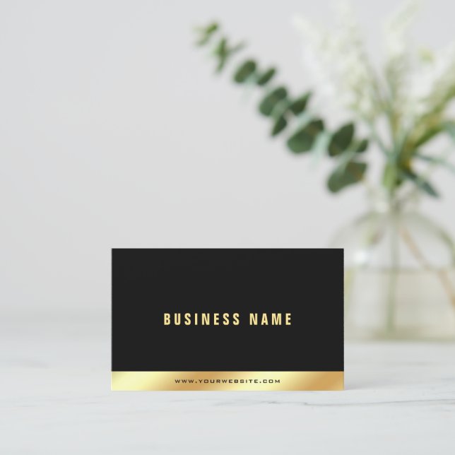 Luxury Your Custom Text Elegant Black And Gold Business Card (Standing Front)