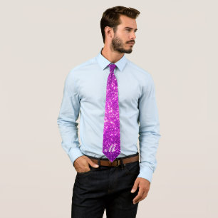 Luxury Your Monogram Gold Purple Glitter Modern Tie