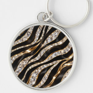 Luxury Zebra Crystal Animal Print Key Ring