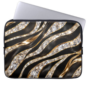 Luxury Zebra Crystal Animal Print Laptop Sleeve