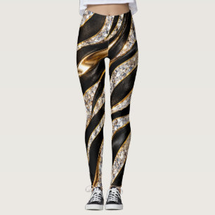 Luxury Zebra Crystal Animal Print Leggings