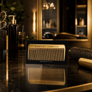Luxuryn Hair Stylist Gold Comb Business Card