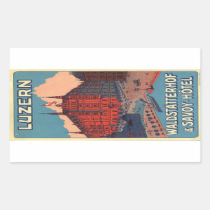 Luzern Waldtatterhof and savoy hotel Rectangular Sticker