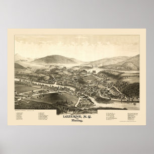 Luzerne & Hadley, NY Panoramic Map - 1887 Poster