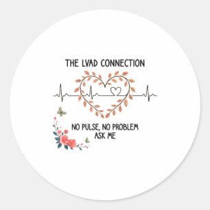 Lvad No Pulse No Problem Survivor Heartbeat Ecg He Classic Round Sticker