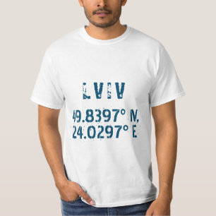 Lviv Ukraine Latitude & Longitude Distressed  T-Shirt