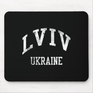 Lviv Ukraine Retro 70s College Sports Style Mouse Pad