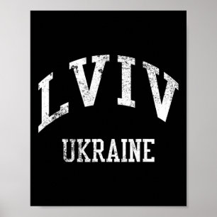 Lviv Ukraine Retro 70s College Sports Style Poster