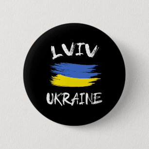 Lviv Ukraine Souvenir Ukrainian Country Flag Brush 6 Cm Round Badge