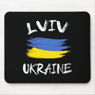 Lviv Ukraine Souvenir Ukrainian Country Flag Brush Mouse Pad