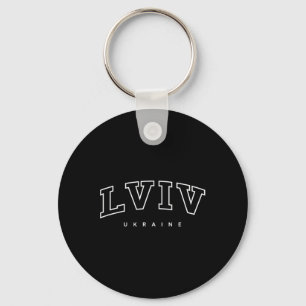 Lviv Ukraine Trendy Varsity Athletic Style Key Ring