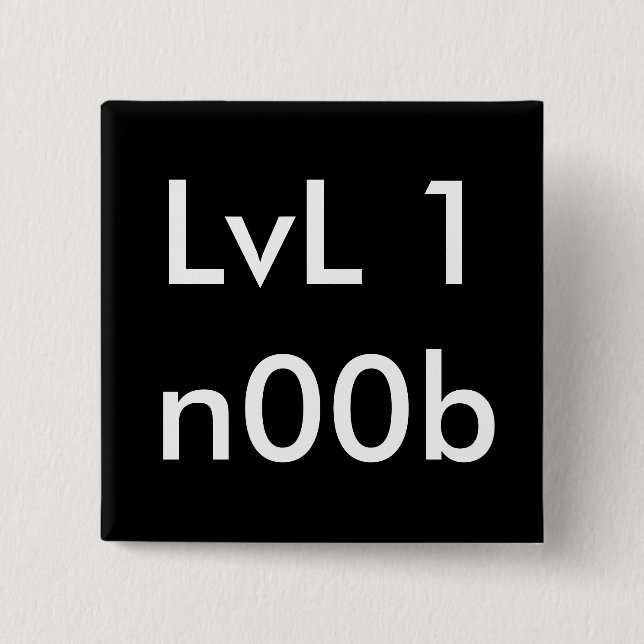 LvL 1n00b 15 Cm Square Badge (Front)