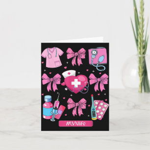 Lvn Valentines Day Coquette Bow Stethoscope Nurse Card