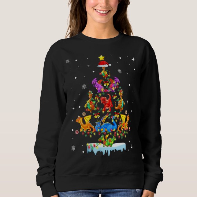 Lxk2 Dragon Christmas Tree Merry Xmas Dragon Lover Sweatshirt (Front)