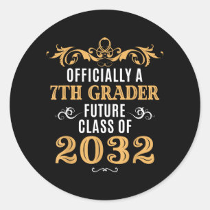 Ly A 7th Grader Future Cl 2032 Vintage First Day Classic Round Sticker
