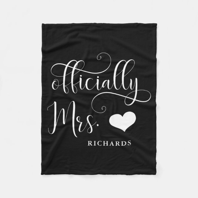 Ly Mrs New Bride With Heart Dark  Fleece Blanket (Front)