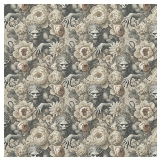 Lycanthropic Splendour – Gothic Dense Tile Fabric (Close Up)