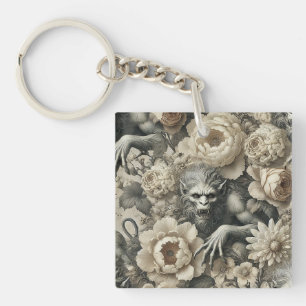 Lycanthropic Splendour – Gothic Werewolf Floral Key Ring