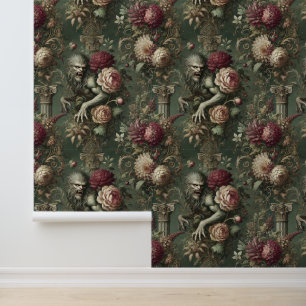 Lycanthropic Verdant – Gothic Floral Design Wallpaper