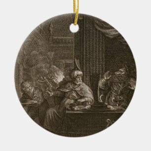 Lycaon Metamorphosed into a Wolf, 1731 (engraving) Ceramic Ornament