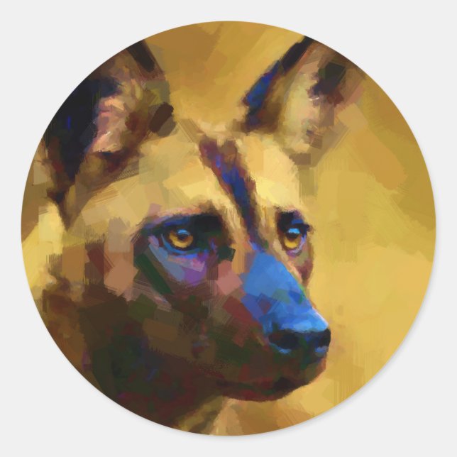 Lycaon Pictus Classic Round Sticker (Front)