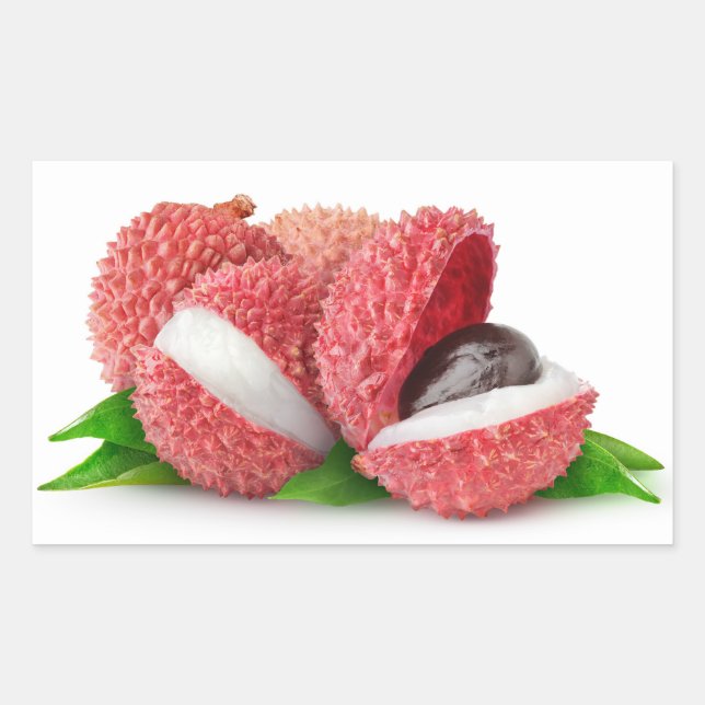 Lychee fruits rectangular sticker (Front)