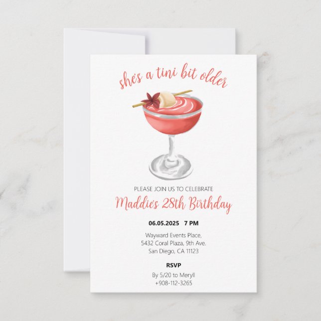 Lychee Martini Birthday Invitation (Front)