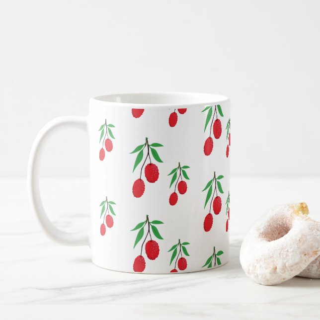 Lychee Tree Green Leaf Exotic Tropical Fruit Lover Coffee Mug (With Donut)