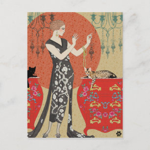 Lydia & Bengal in Red and Gold Postcard