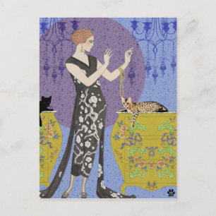 Lydia & Bengal in Yellow and Blue Postcard