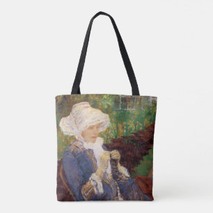 Lydia Crocheting in Garden at Marly, Mary Cassatt Tote Bag