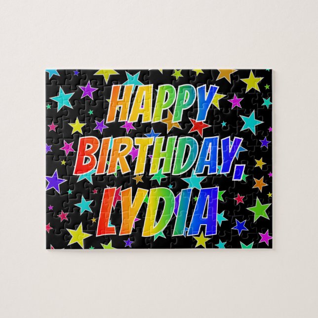 "LYDIA" First Name, Fun "HAPPY BIRTHDAY" Jigsaw Puzzle (Horizontal)