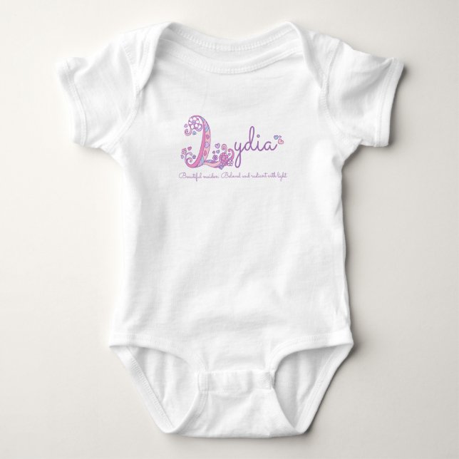 Lydia girls name meaning letter L monogram shirt (Front)