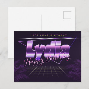 Lydia Name Vorname lila Postkarte Geburtstag Postcard