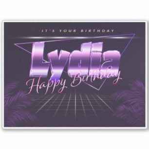 Lydia Name Vorname lila retro Sticker Geburtstag