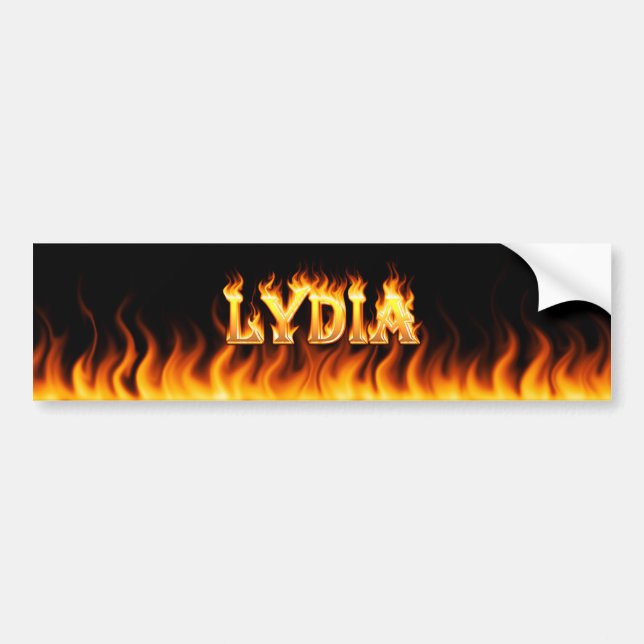 Lydia real fire and flames bumper sticker design (Front)