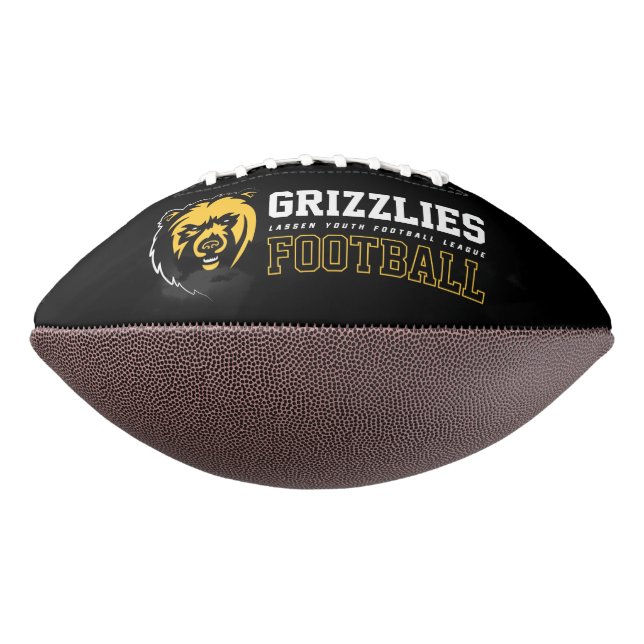 LYFL 03 | White Grizzlies Logo Football (Rotated 270)