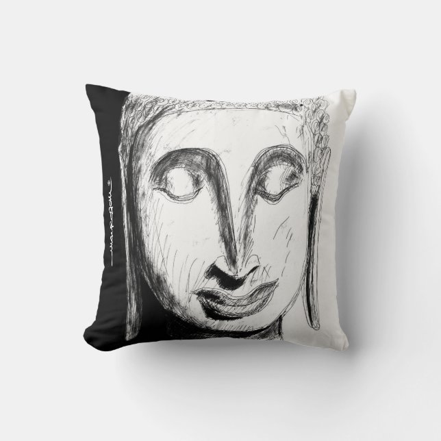 Lying Buddha Wat Pho Bangkok Thailand B&W Cushion (Front)