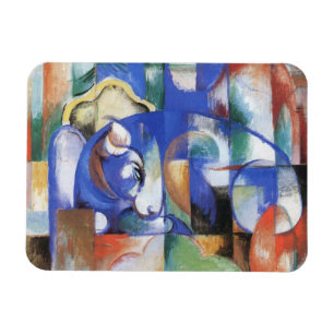 Lying Bull by Franz Marc, Vintage Cubism Art Magnet